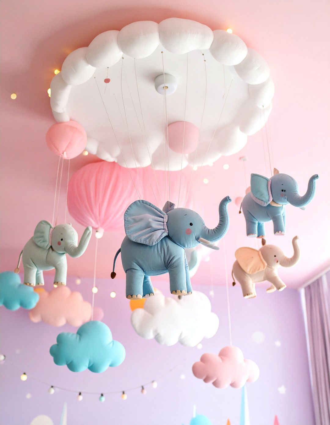 Elephant Mobile and Ceiling Feature Design - 25 Elephant Nursery Ideas