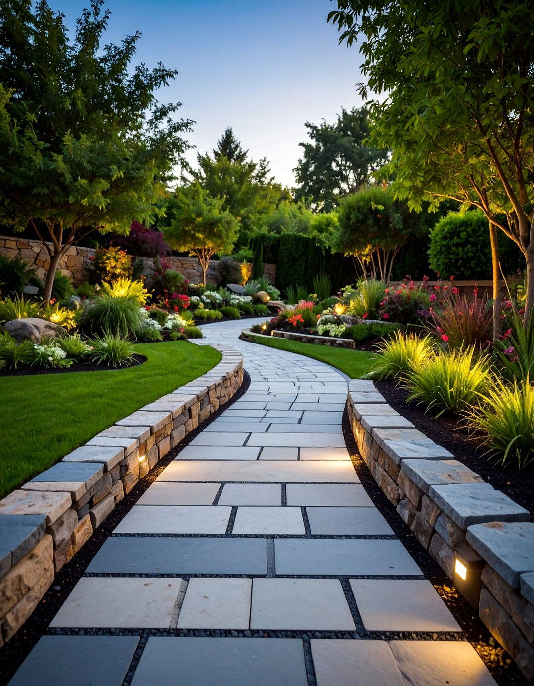 Elevated Bluestone Walkway with Retaining Walls - 25 Bluestone Walkway Ideas