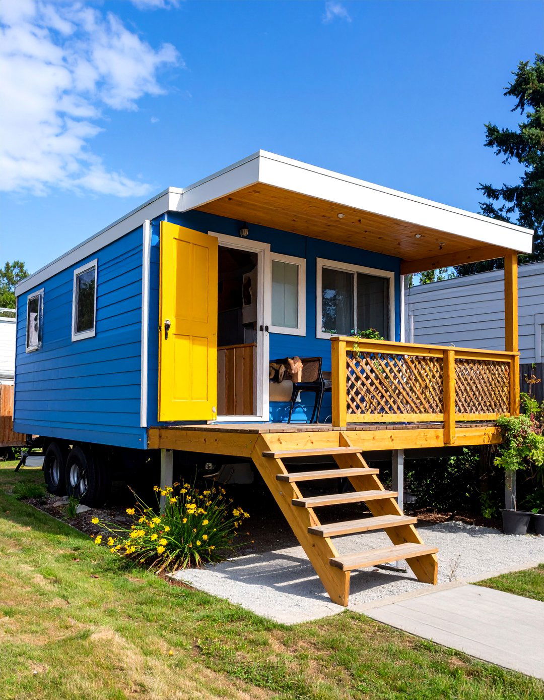 Elevated Deck with Underneath Storage - 25 Mobile Home Deck Ideas