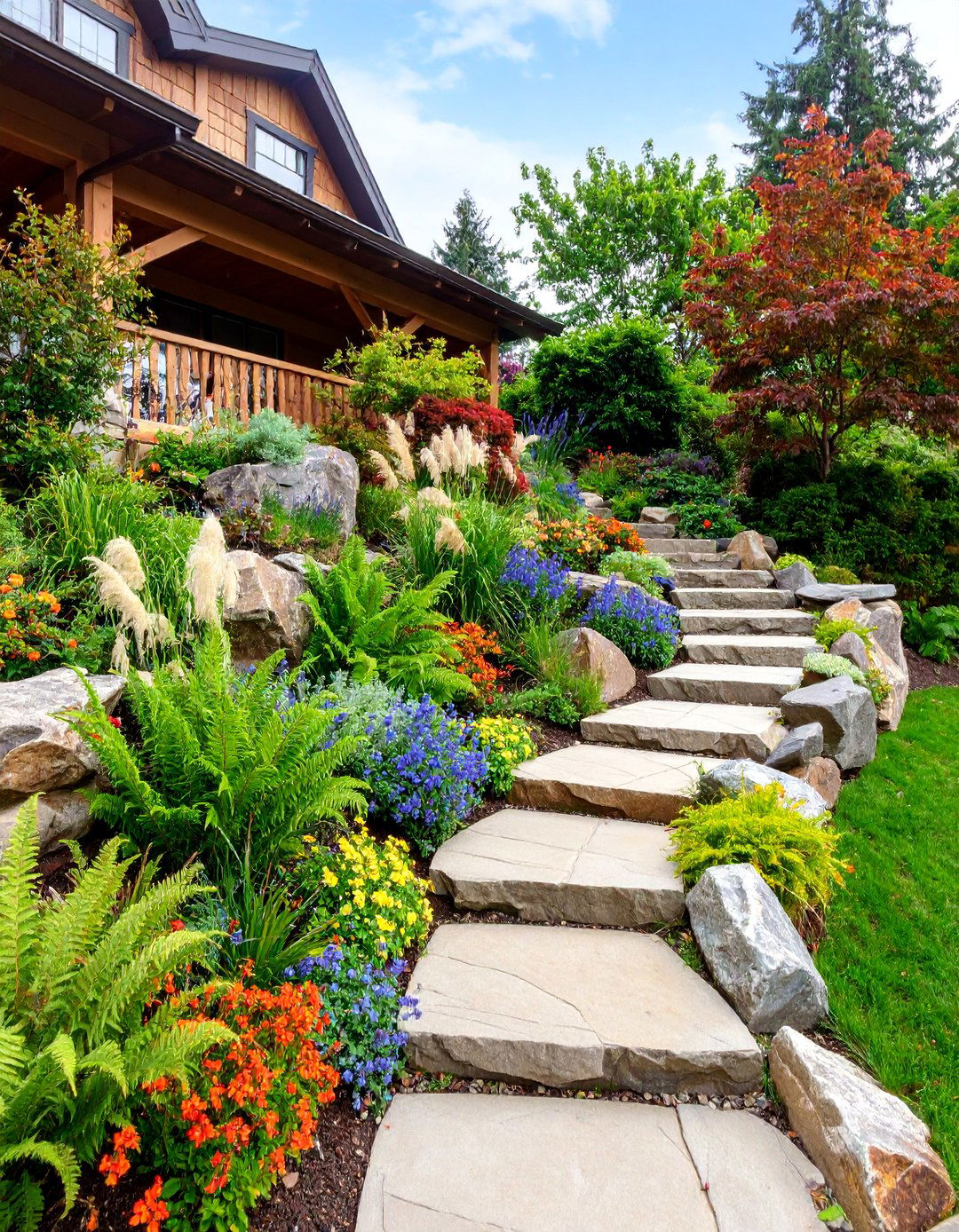 Elevated Rock Garden with Native Plants - 25 Front Yard Texas Flower Bed Ideas