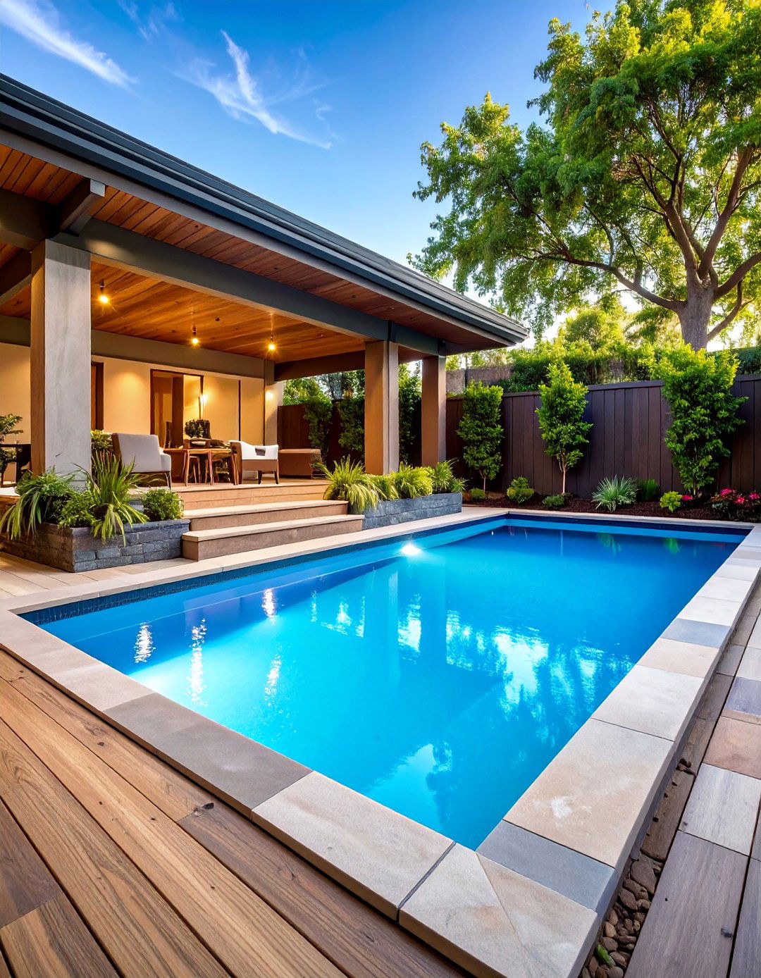 Elevated Spa Integration with Tiered Landscaping - 25 Pool Landscaping Ideas