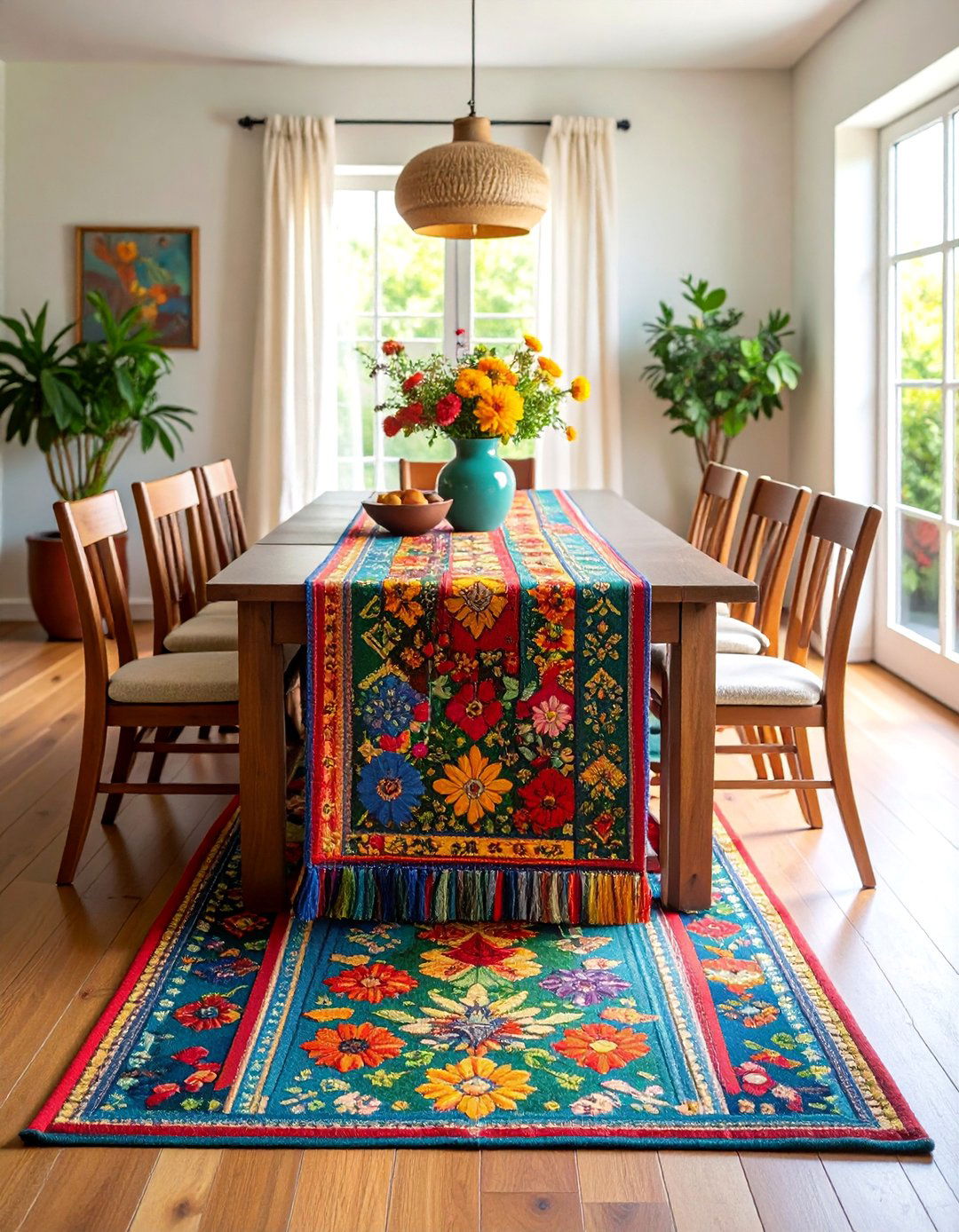 Embroidered Table Runner with Cultural Motifs - 25 Table Runner Ideas