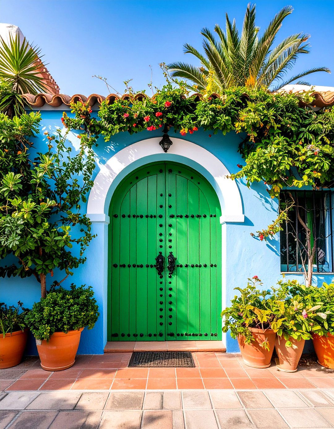 Emerald Green Arched Door with Mediterranean Flair - 25 Emerald Green Front Door Ideas