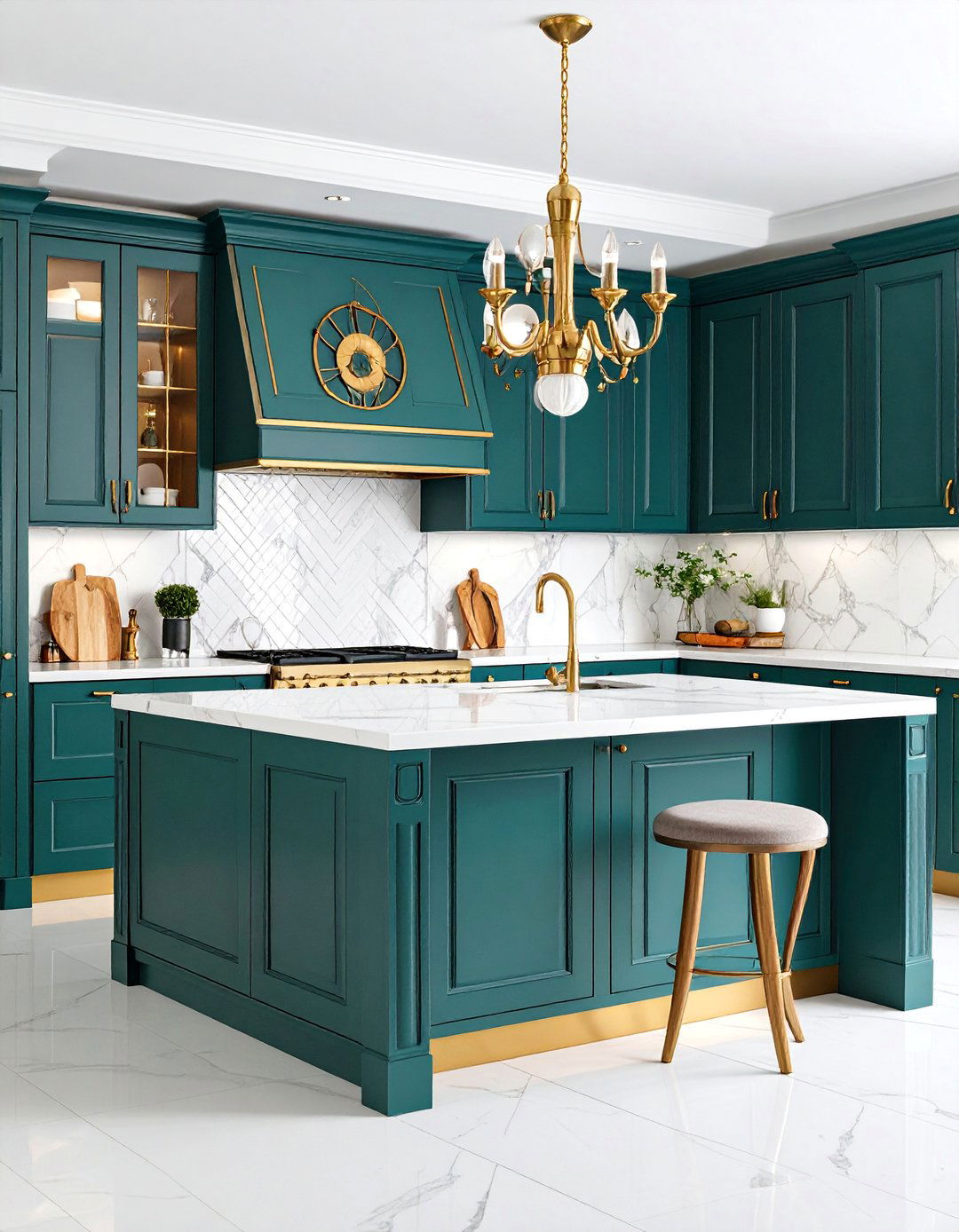 Emerald Green Art Deco Inspired Kitchen - 25 Emerald Green Kitchen Ideas
