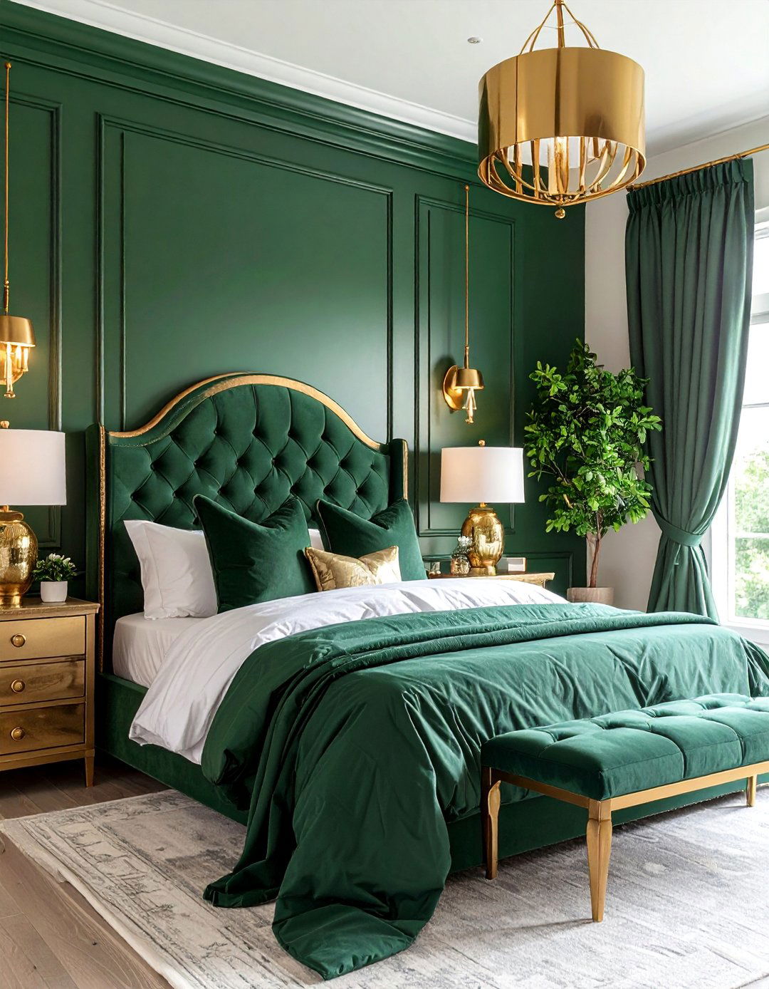 Emerald Green Bedroom with Gold Modern Farmhouse Style - 25 Emerald Green and Gold Bedroom Ideas