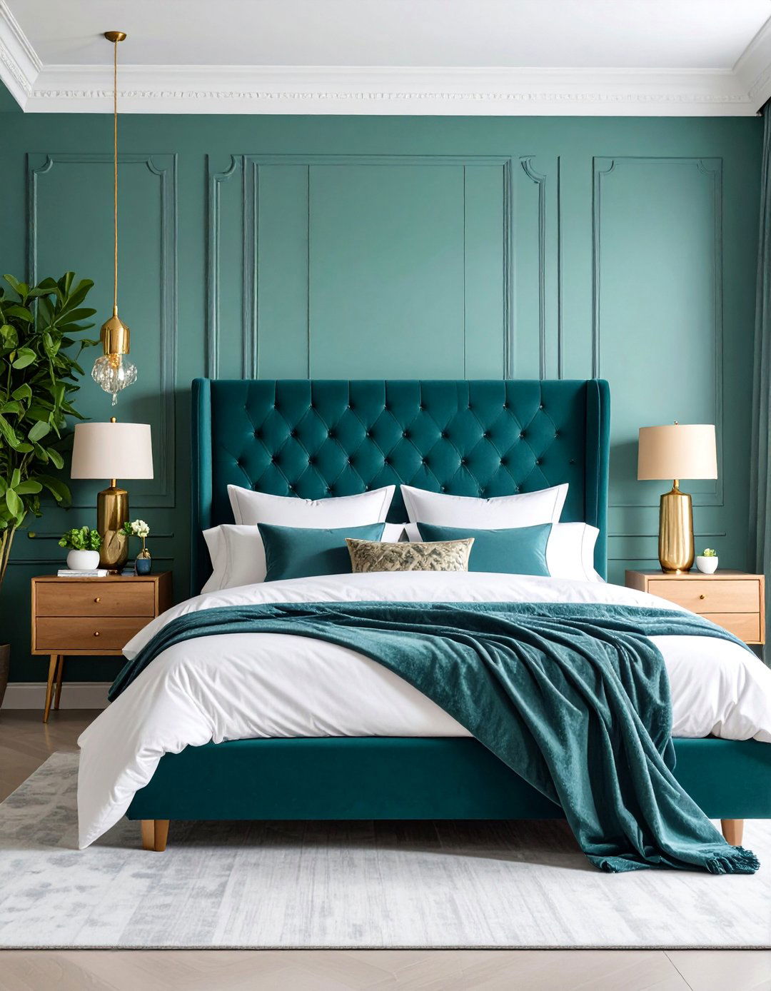 Emerald Green Bedroom with Rich Walnut Furniture - 25 Green and Brown Bedroom Ideas