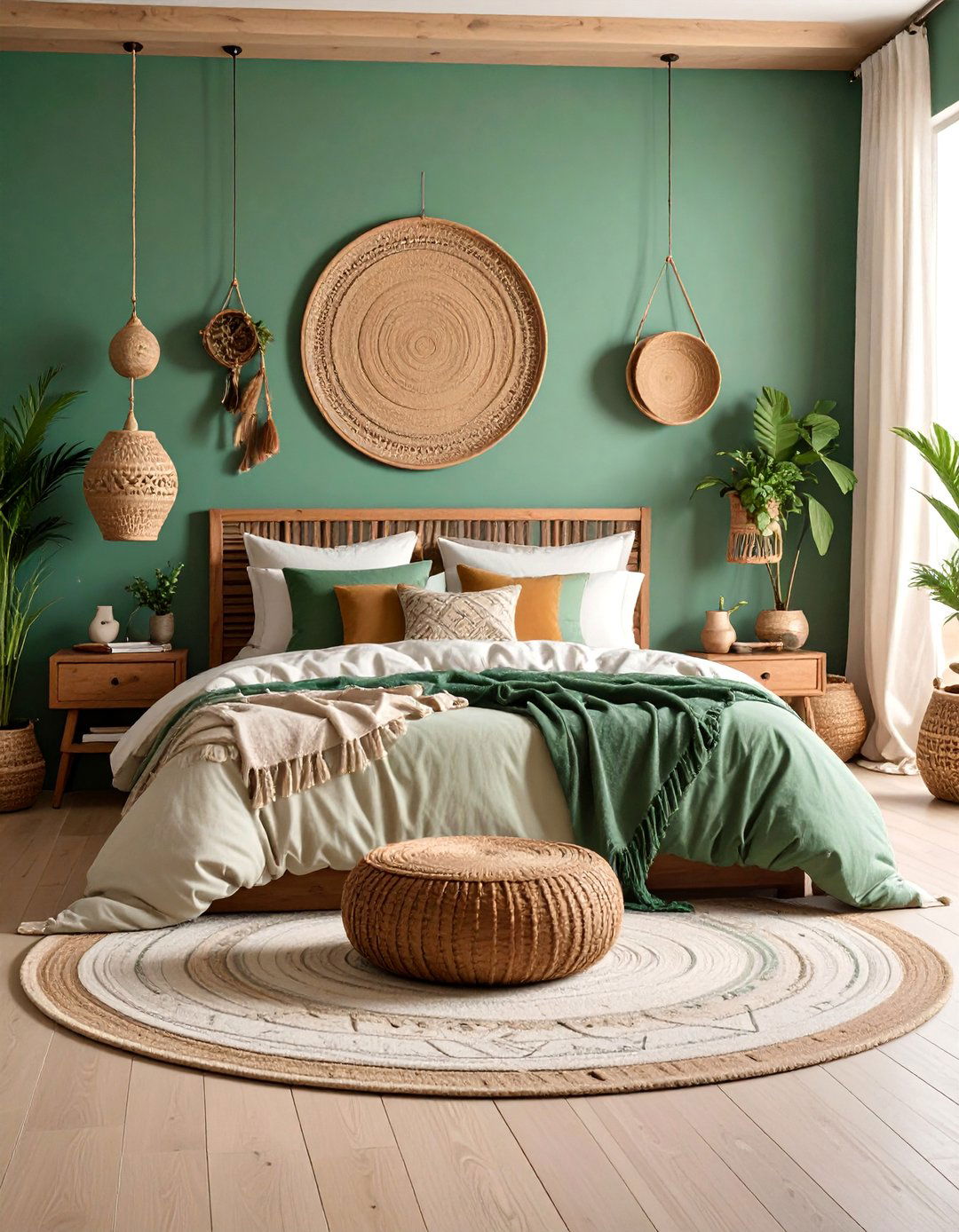 Emerald Green Bohemian Retreat - 25 Dark Green Bedroom Ideas