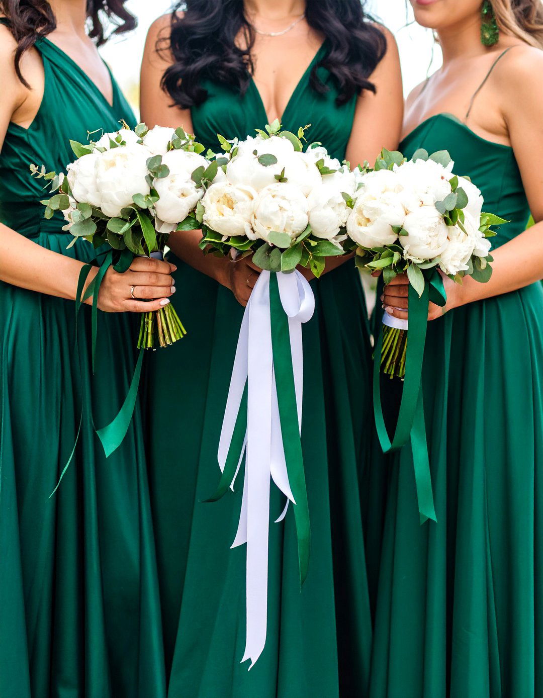 Emerald Green Bridesmaid Dresses with Mixed Textures - 25 Emerald Green Wedding Ideas