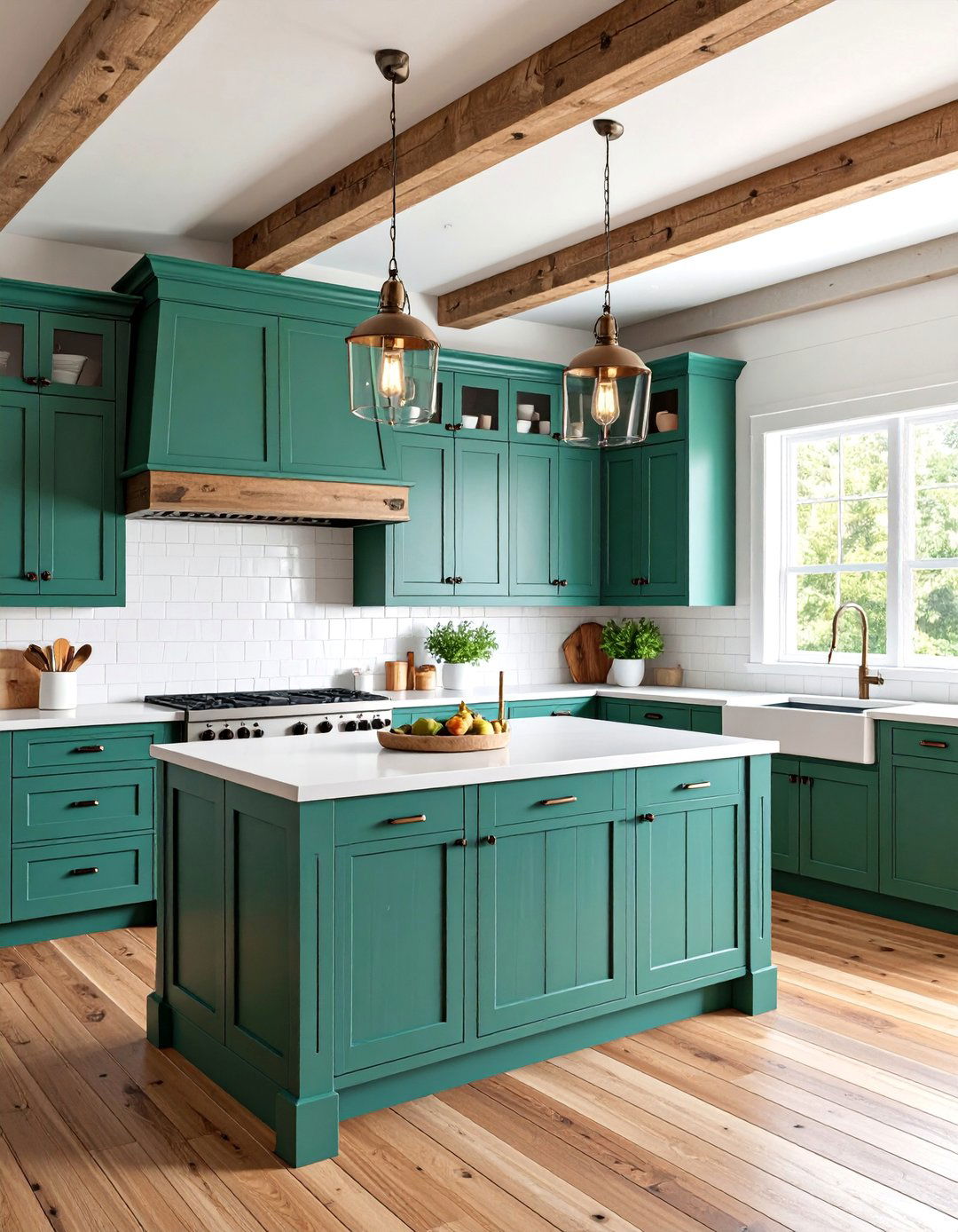 Emerald Green Farmhouse Kitchen Design - 25 Emerald Green Kitchen Ideas