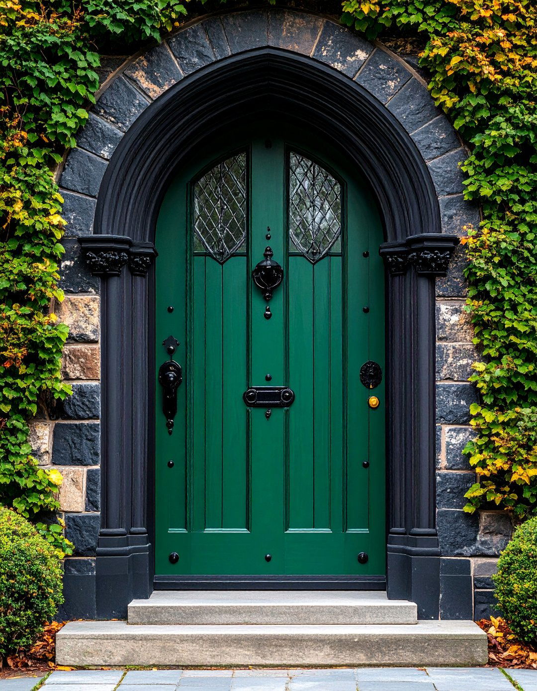 Emerald Green Front Door with Tudor Revival Style - 25 Emerald Green Front Door Ideas