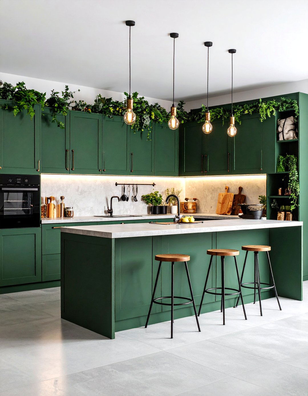 Emerald Green Industrial Style Kitchen - 25 Emerald Green Kitchen Ideas