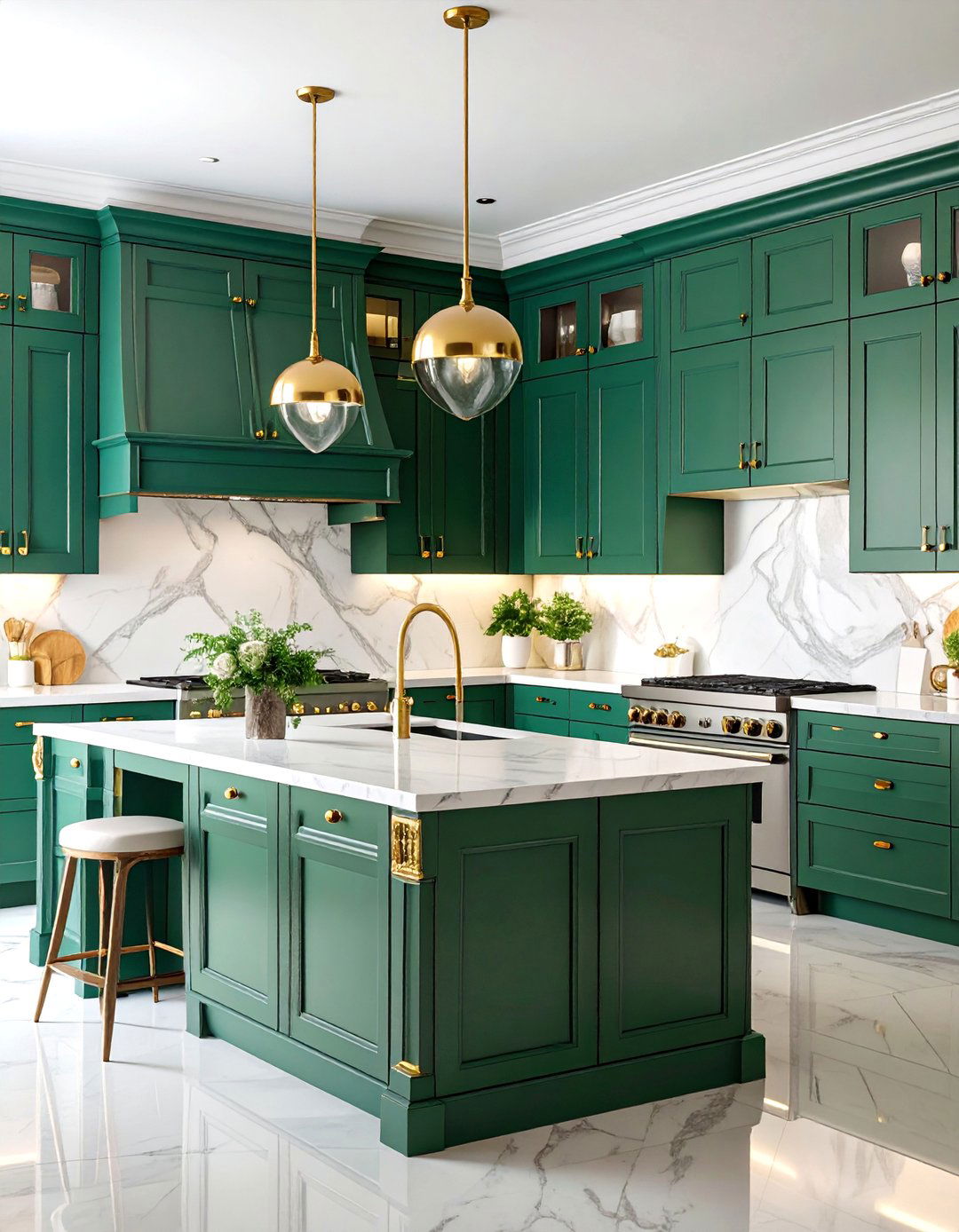 Emerald Green Jewel Tone Kitchen - 25 Kitchen Color Ideas