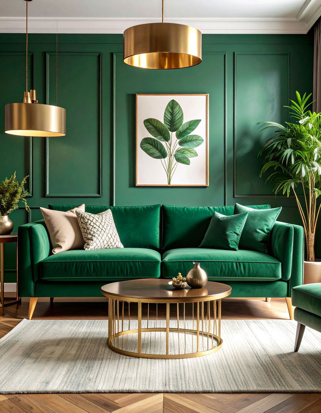 Emerald Green Jewel Tone Living Room - 25 Colorful Living Room Ideas