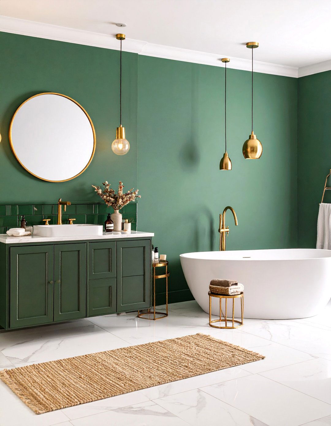 Emerald Green Jewel Toned Luxury Bathroom - 25 Colorful Bathroom Ideas