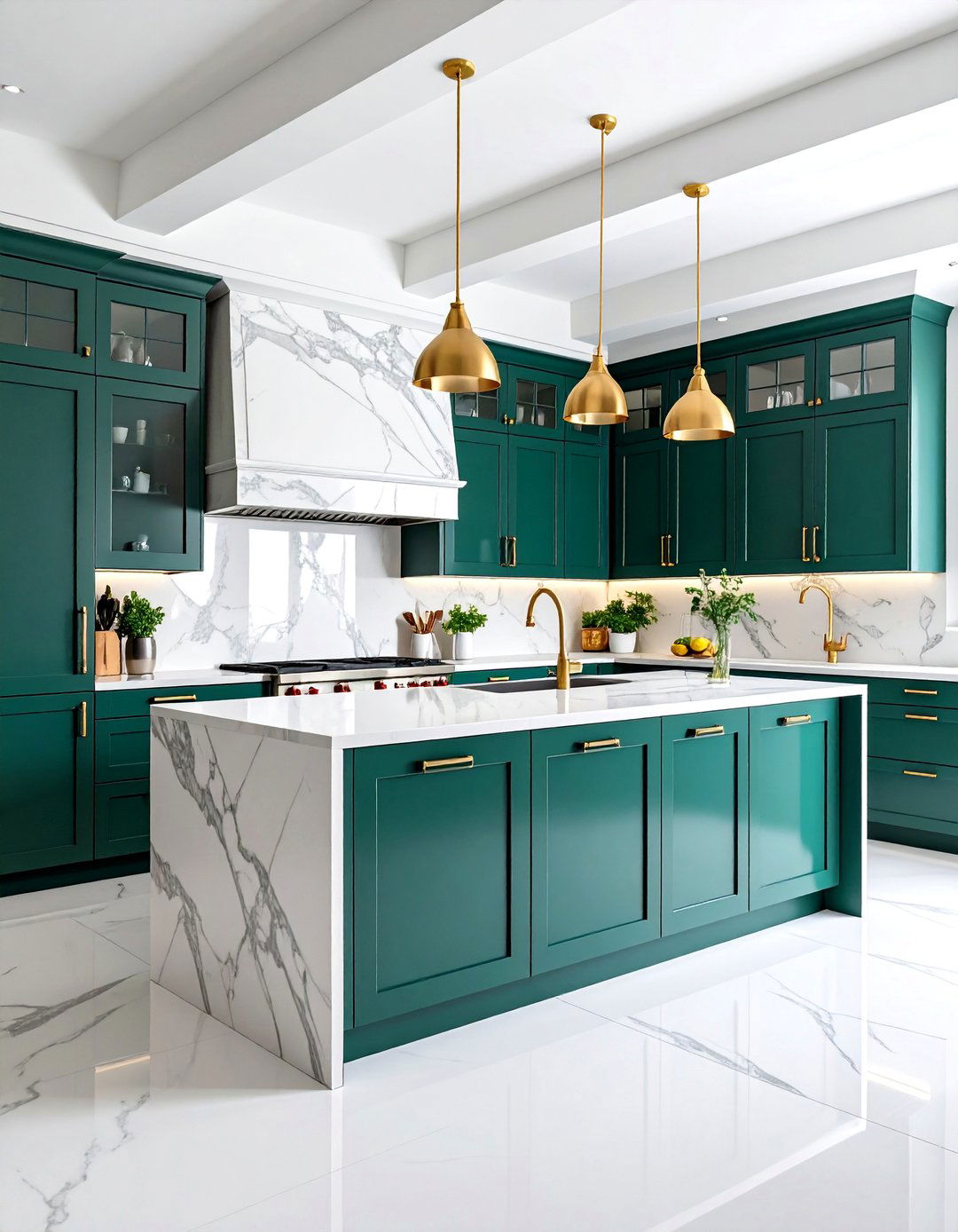 Emerald Green Lacquered Finish Cabinets - 25 Emerald Green Kitchen Ideas