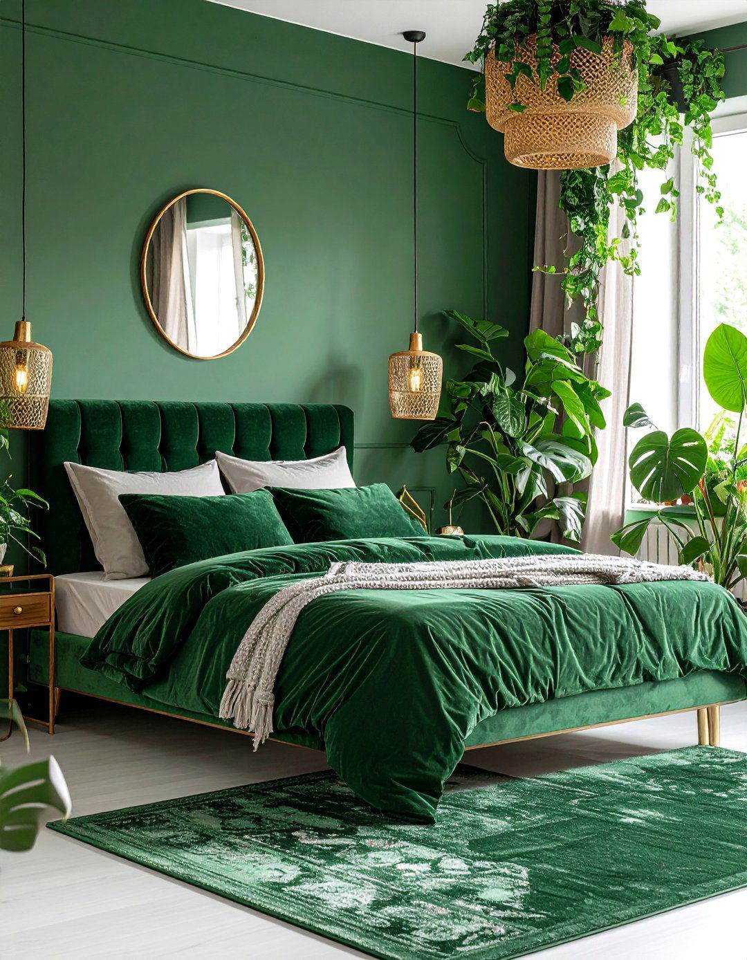 Emerald Green Luxe Boho Bedroom - 25 Green Boho Bedroom Ideas
