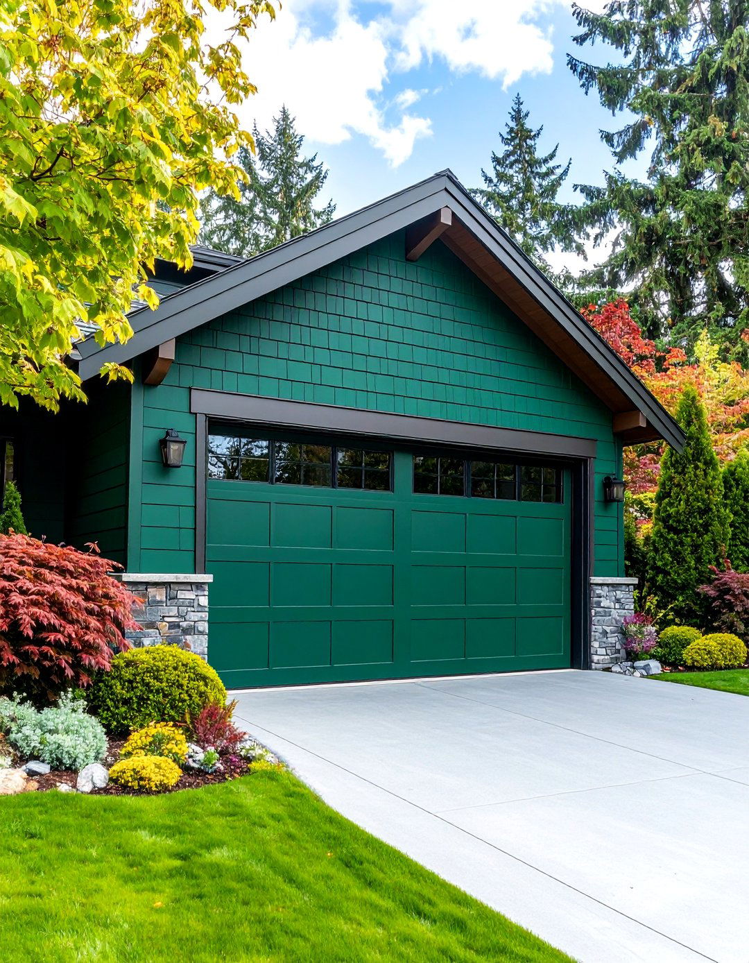 Emerald Green Luxury with Premium Materials - 25 Green Garage Door Ideas