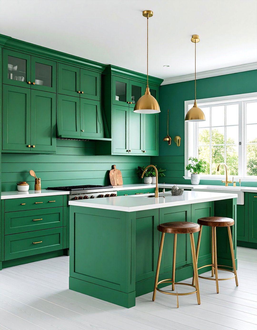 Emerald Green Shiplap Backsplash Design - 25 Emerald Green Kitchen Ideas
