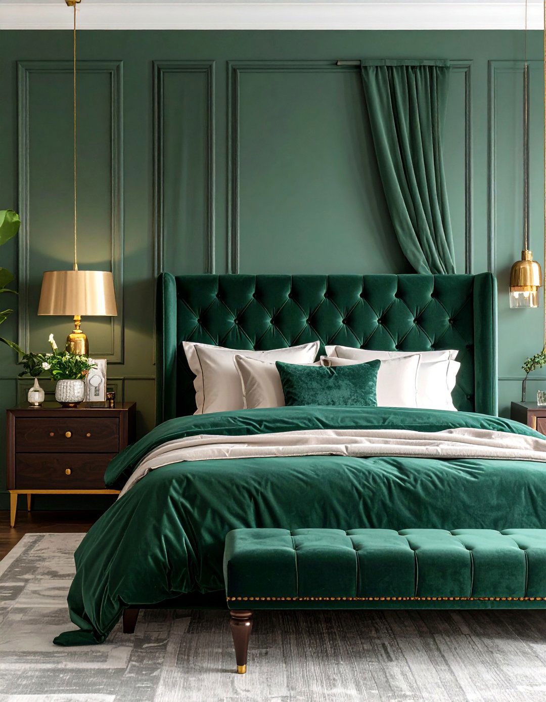 Emerald Green Velvet Luxury Bedroom - 25 Forest Green Bedroom Ideas