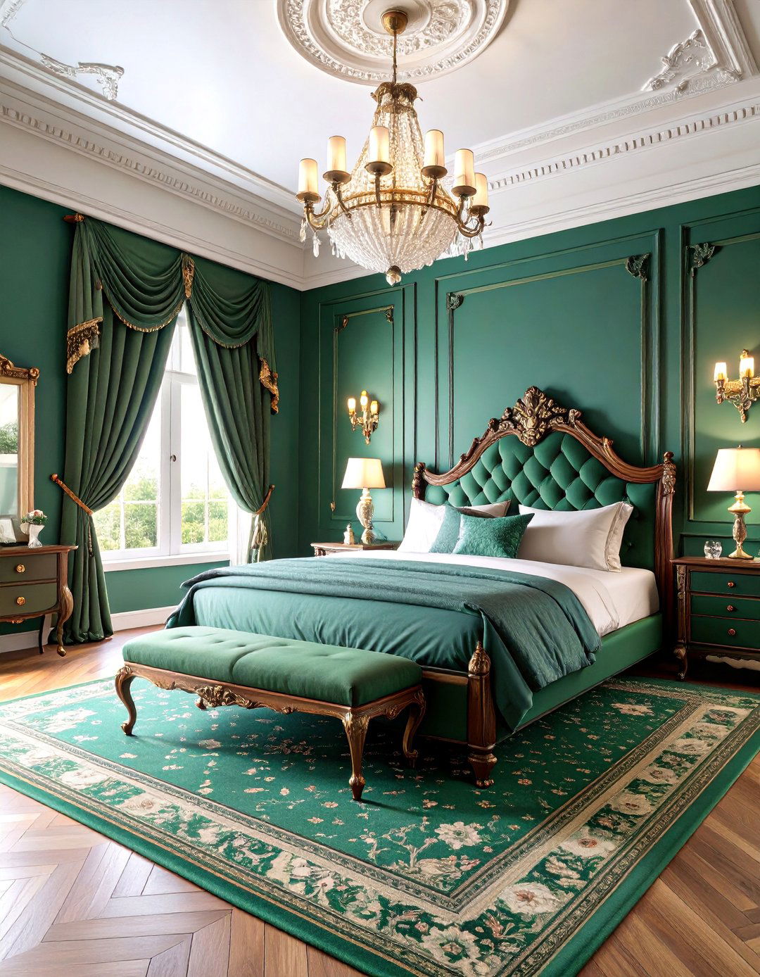 Emerald Green Victorian Elegance - 25 blue and green bedroom ideas