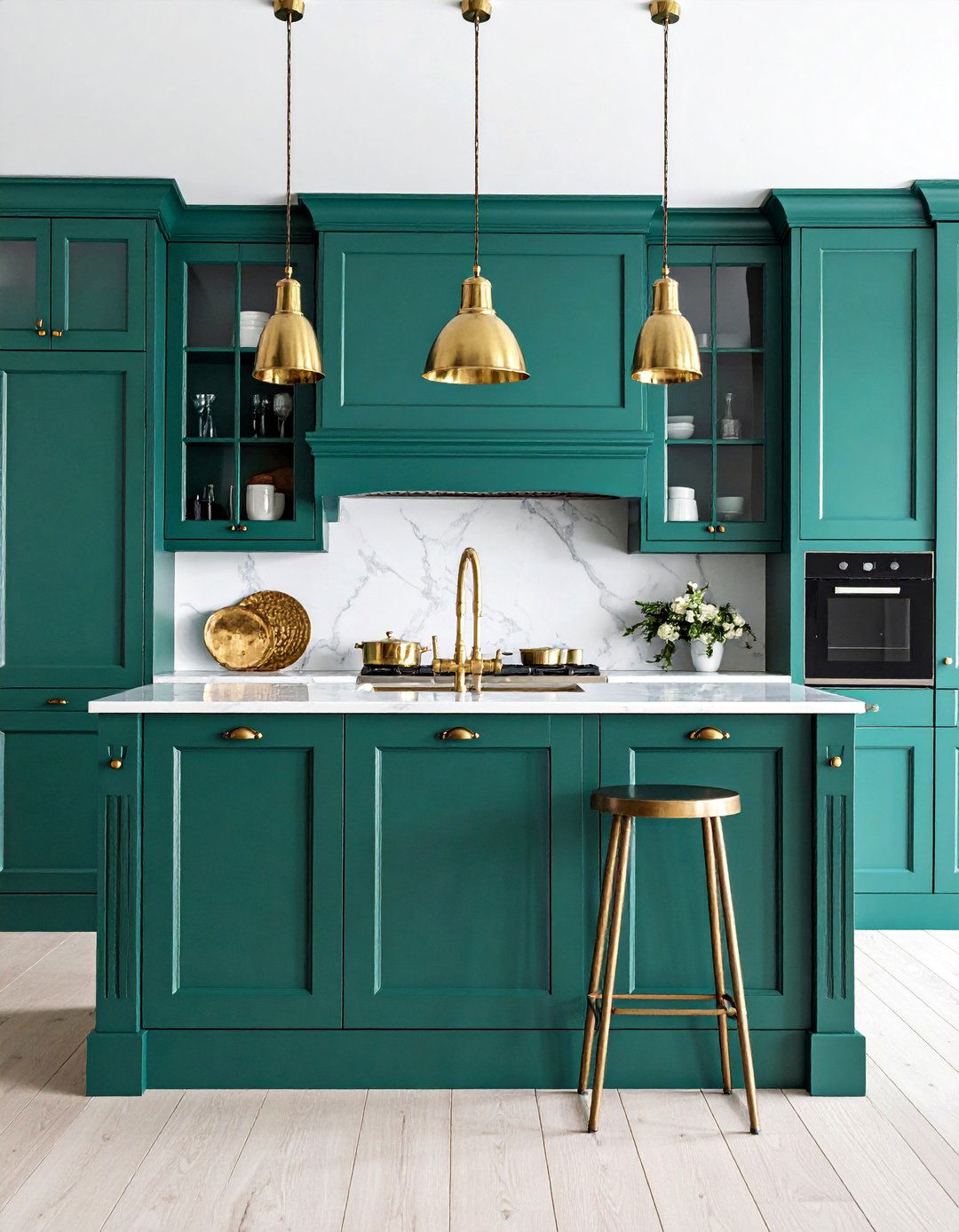 Emerald Green and Brass Vintage Style - 25 Emerald Green Kitchen Ideas