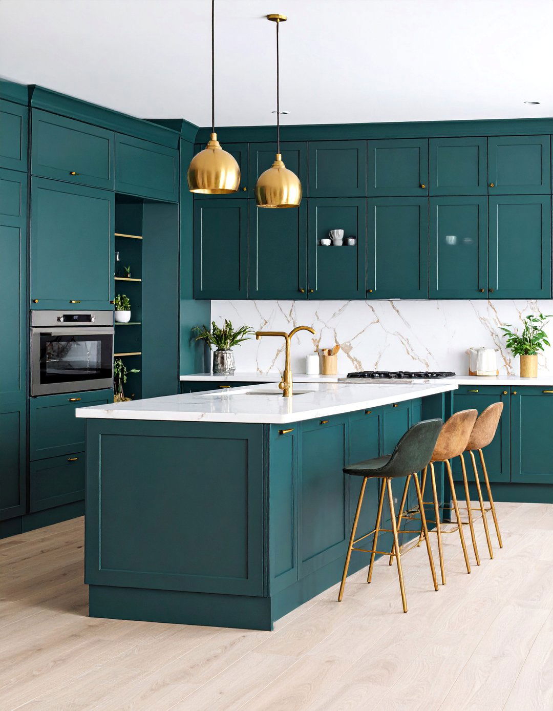 Emerald Green with Gold Veined Marble Luxury - 25 Kitchen With Green Backsplash Ideas