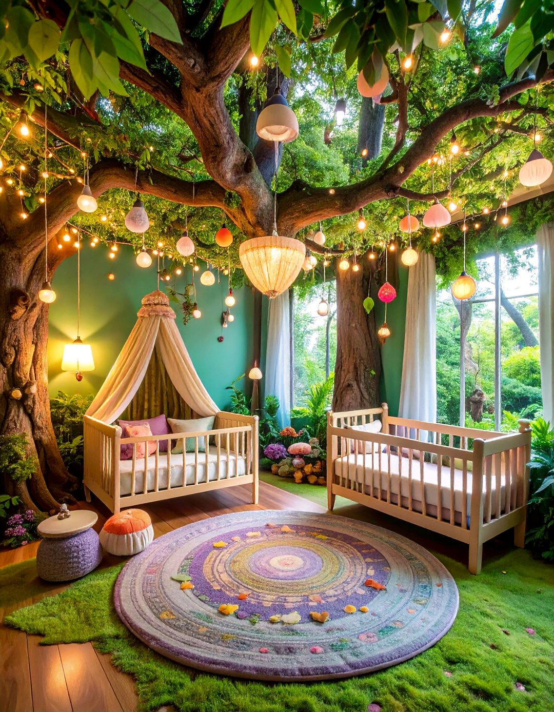 Enchanted Forest Twin Nursery with Magical Elements - 25 Twin Nursery Ideas
