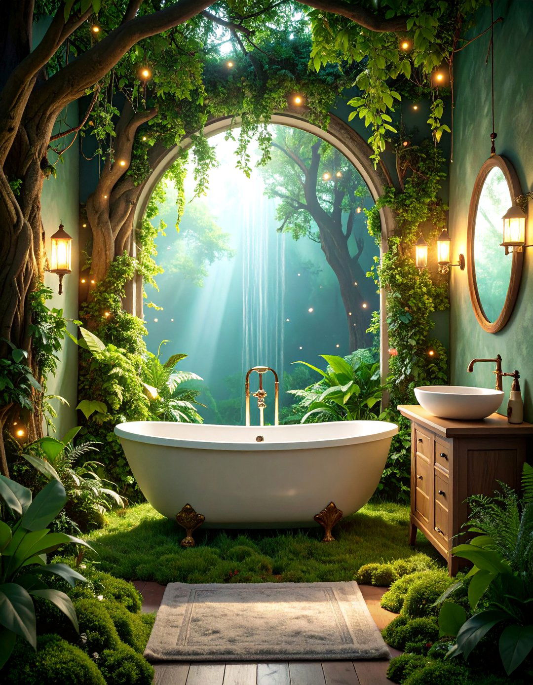 Enchanted Forest with Magical Elements - 25 Bathroom Mural Ideas