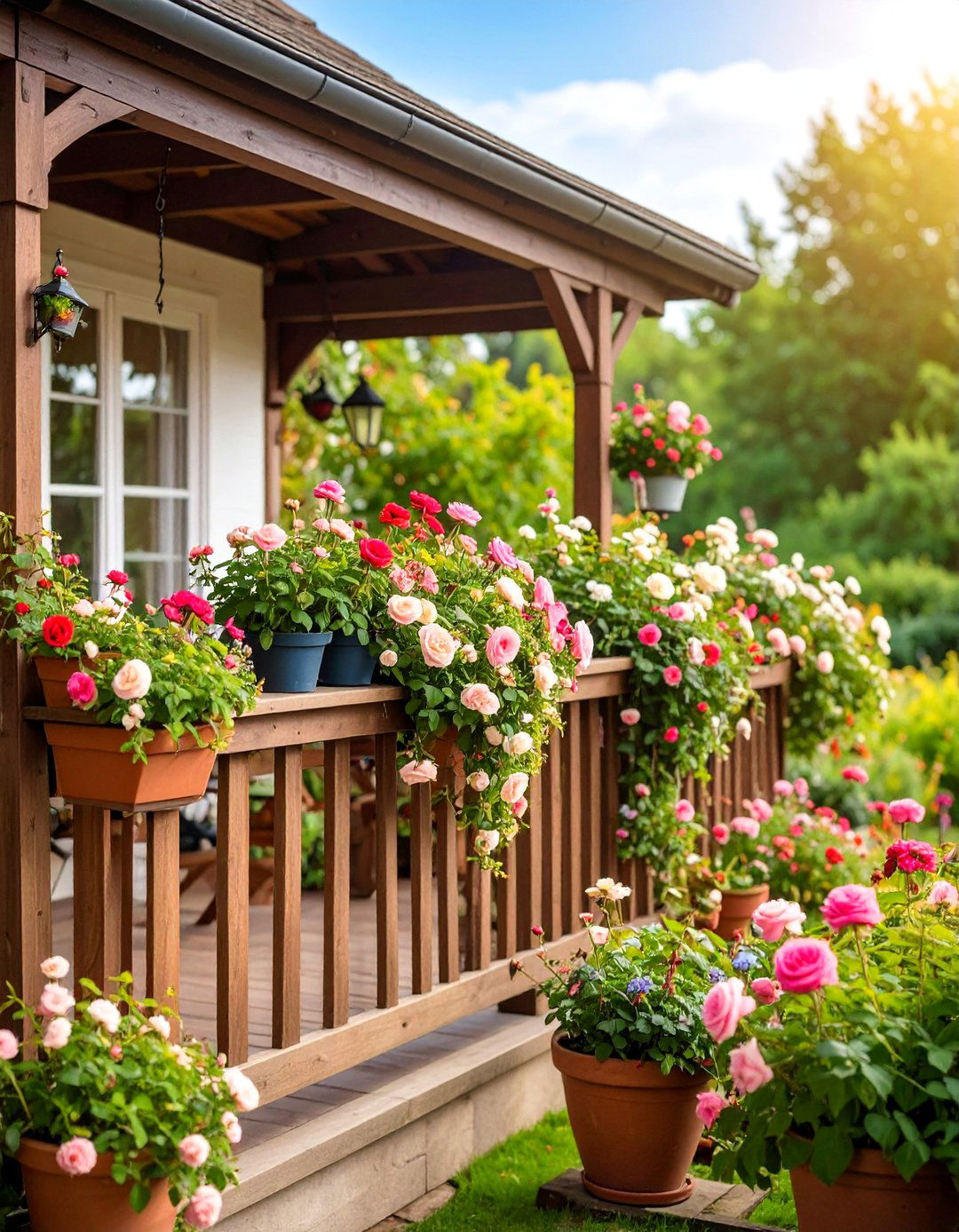 English Cottage Garden with Climbing Roses - 25 Balcony Ideas