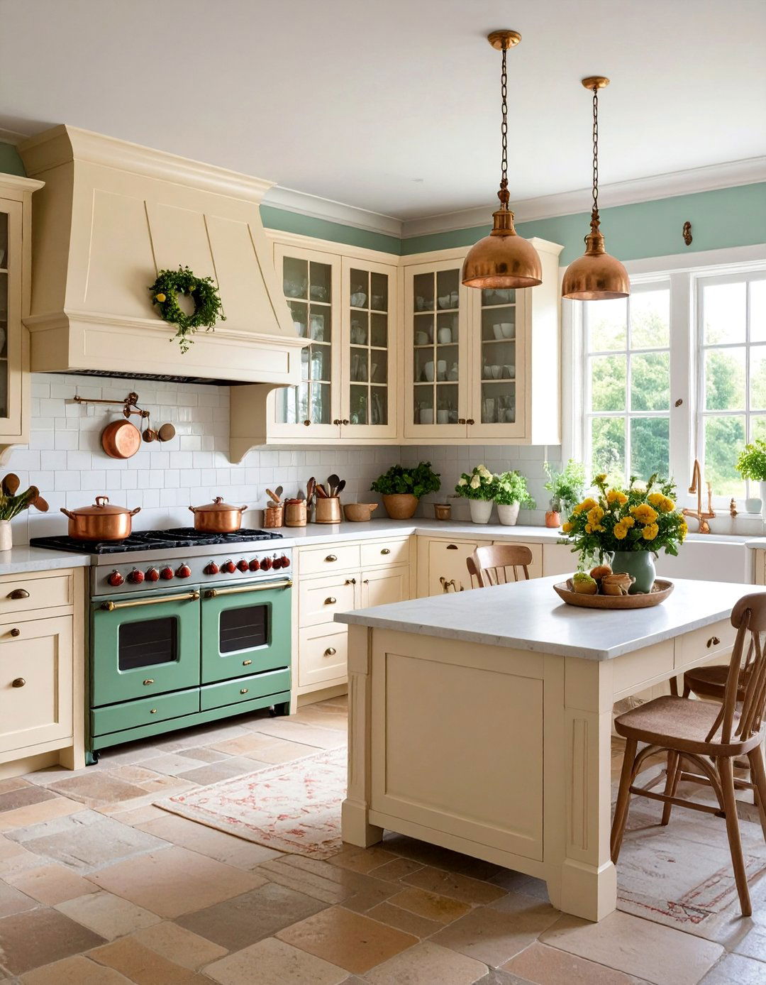 English Cottage Kitchen with Aga Stove and Farmhouse Table - 25 Cottagecore Interior Design Ideas