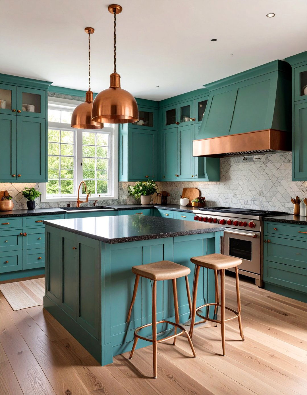 English Cottage Kitchen with Dark Granite and Sage Green Cabinets - 25 kitchen with dark countertops and light cabinets