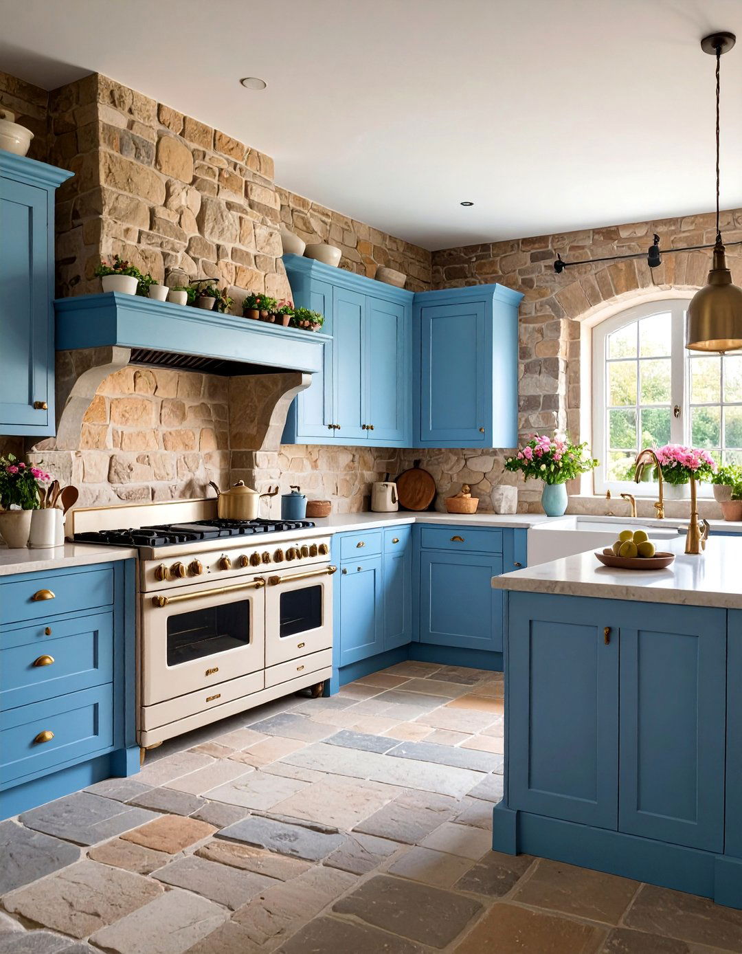 English Cottage Kitchen with Stone Walls - 25 Country Kitchen Ideas