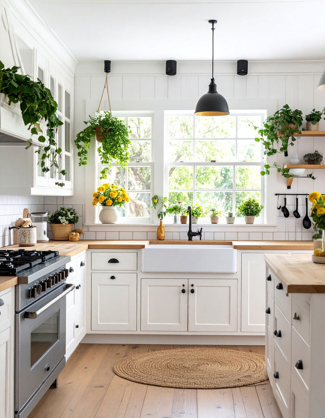 English Cottage Kitchen with Traditional Bin Pulls - 25 White Kitchen Cabinets With Black Hardware