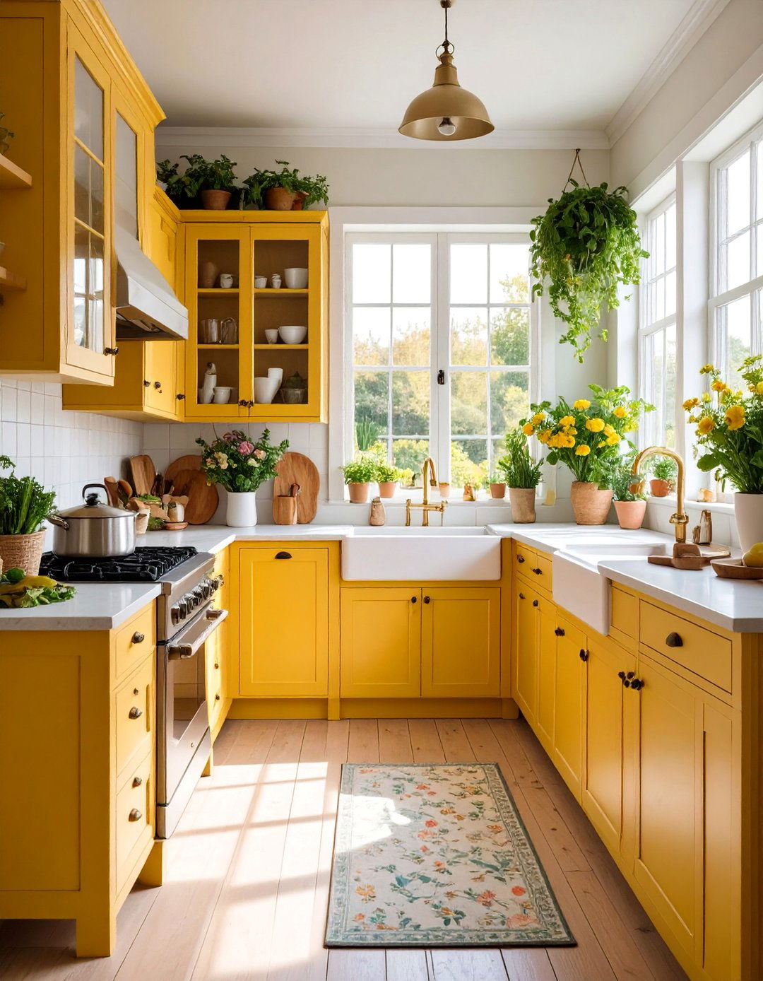 English Cottage Pale Yellow Kitchen with Garden Views - 25 Pale Yellow Kitchen Ideas