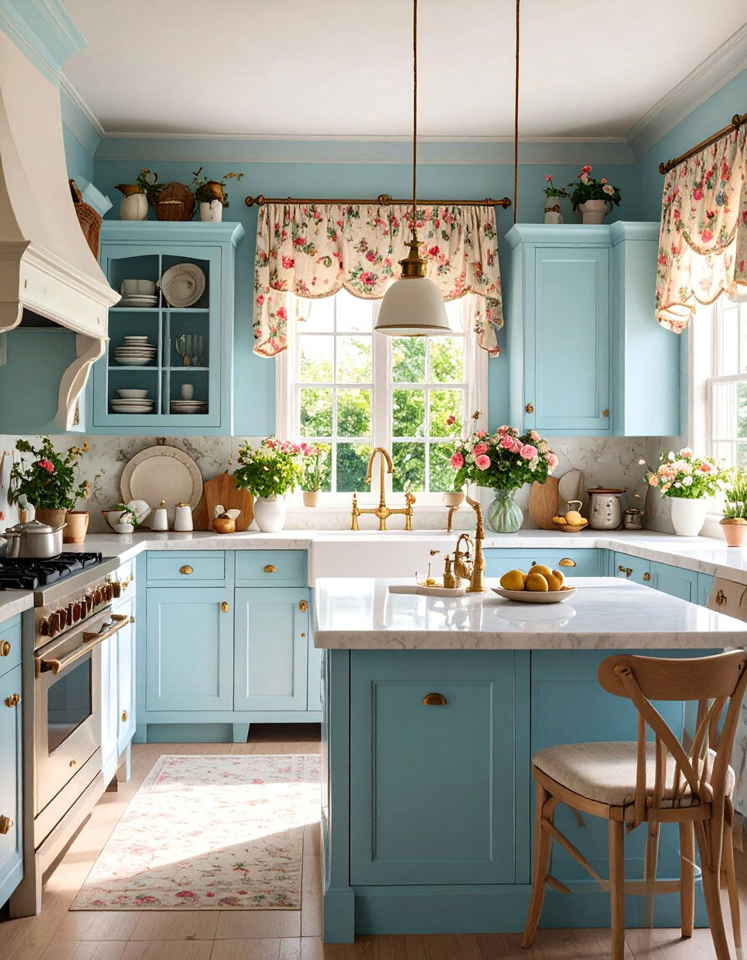 English Cottage Vintage Kitchen with Floral Accents - 25 Vintage Kitchen Ideas