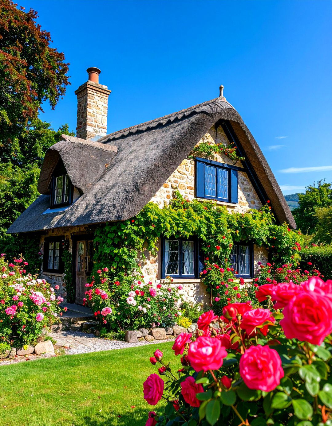 English Cottage with Black Leaded Windows - 25 Houses With Black Windows