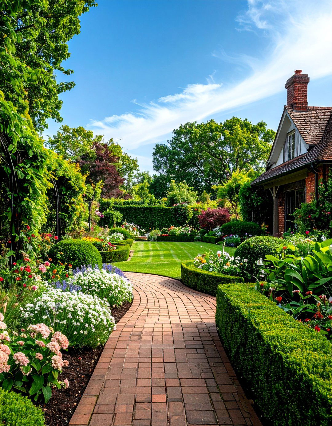 English Country Estate with Formal Elements - 25 L Shaped Backyard Ideas