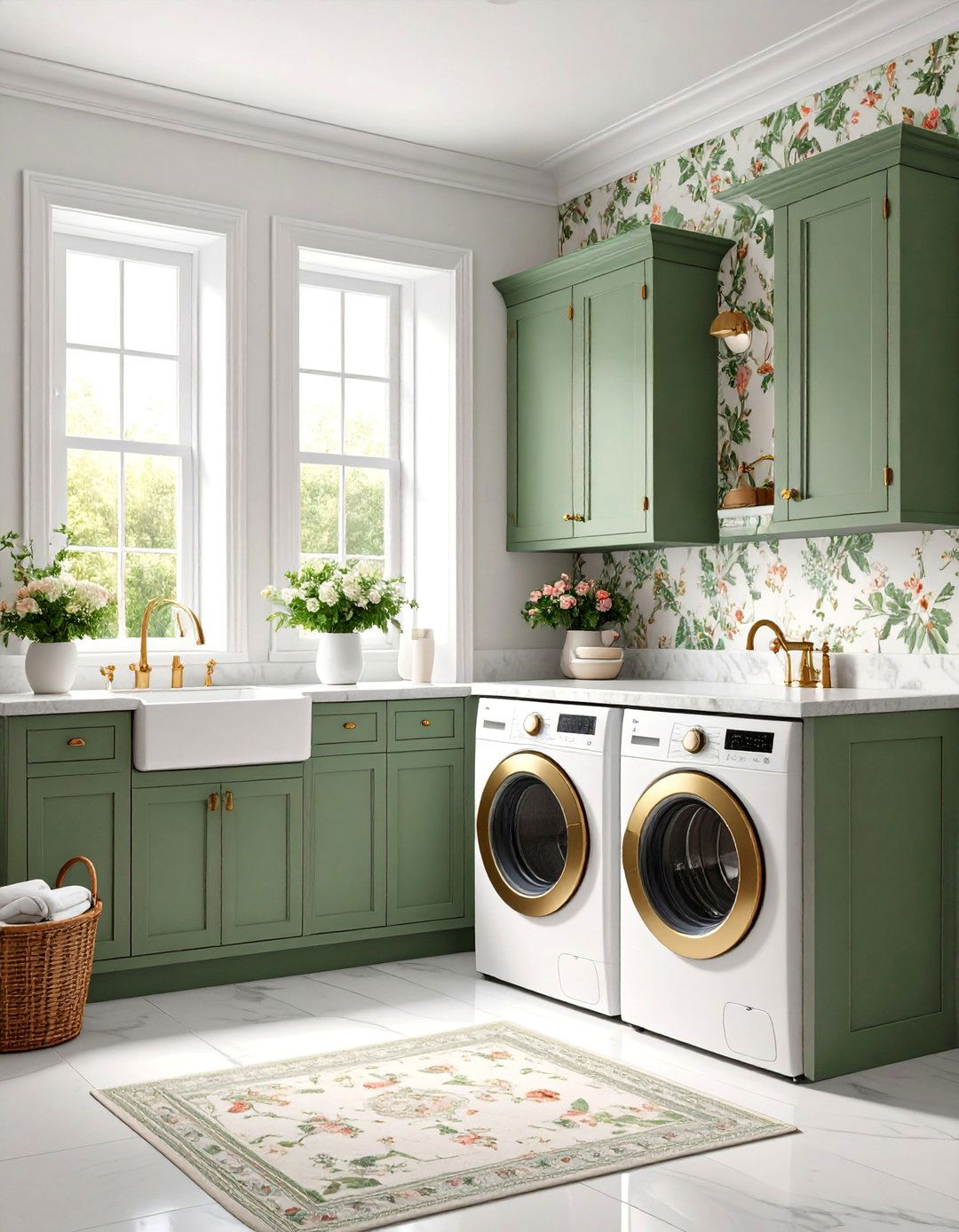 English Country Laundry Room with Garden Elements - 25 Laundry Room Decor Ideas