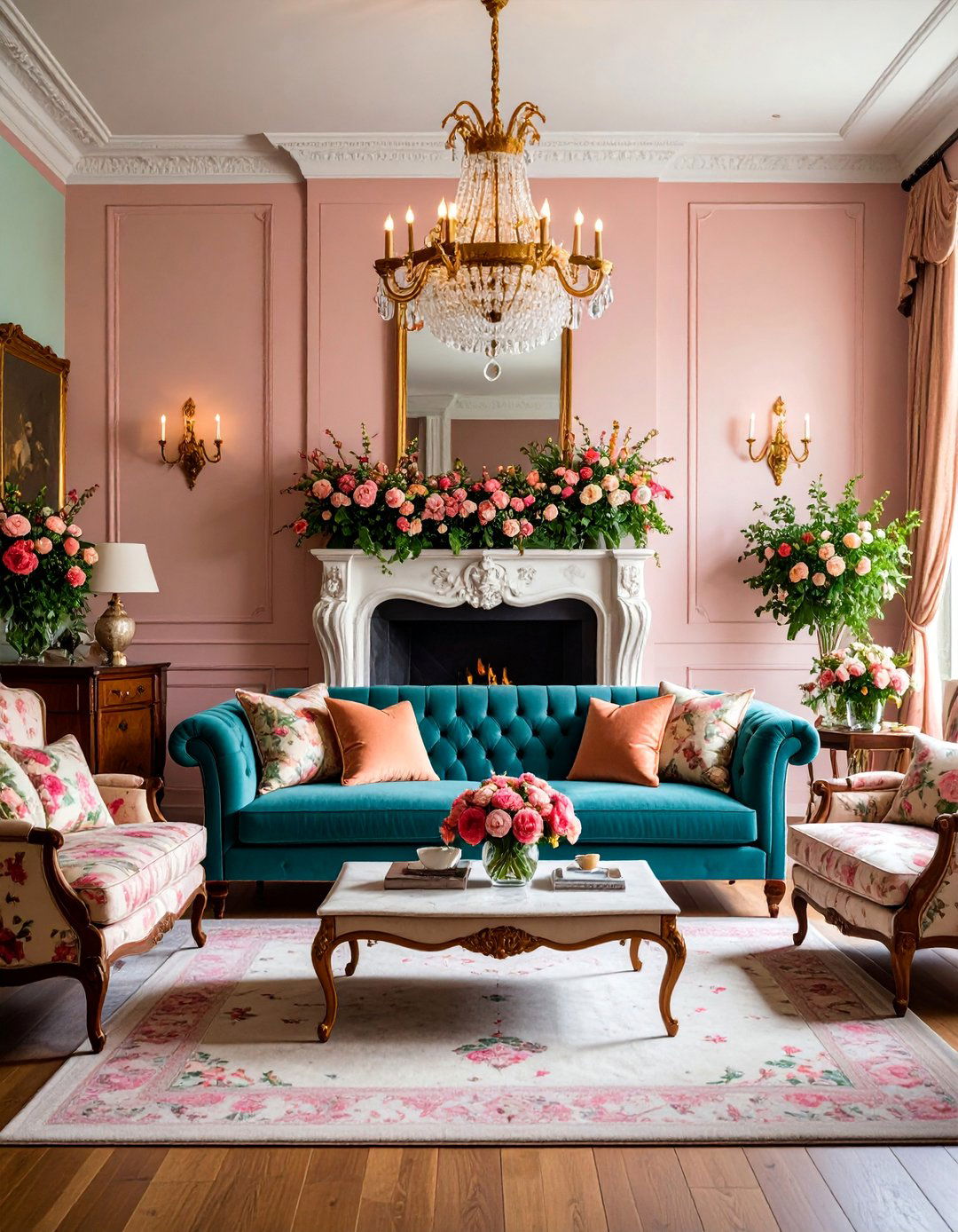 English Country Manor Living Room with Floral Patterns - 25 Ralph Lauren Living Room Ideas