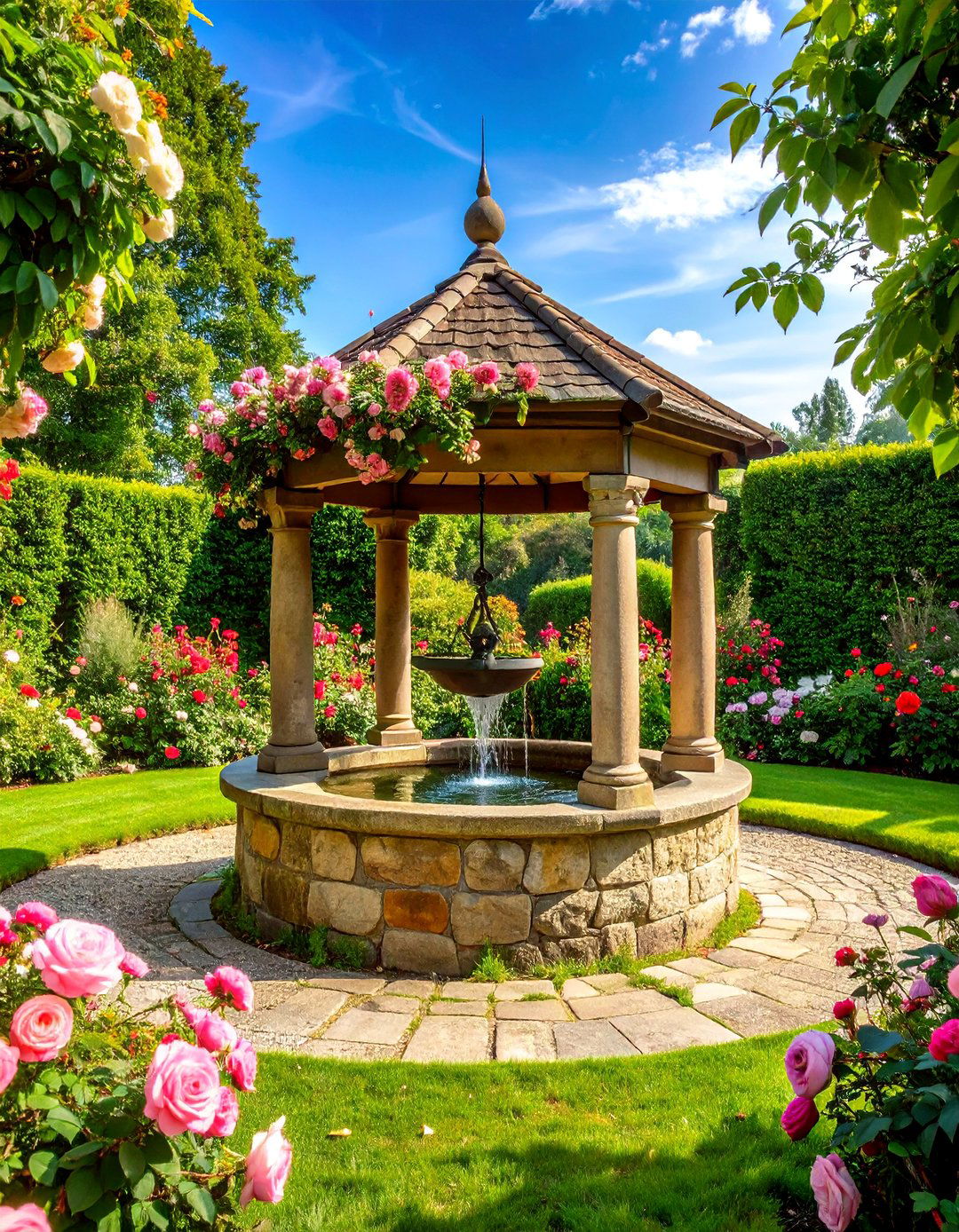 English Country Manor Wishing Well - 25 Outdoor Wishing Well Garden Ideas