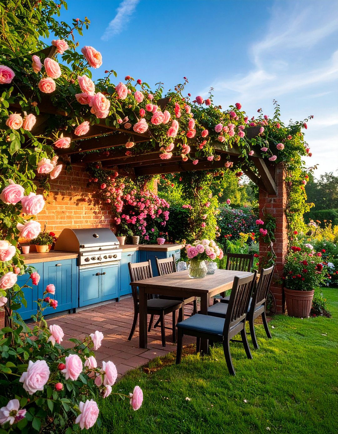 English Garden Cottage Kitchen Design - 25 L Shaped Outdoor Kitchen Ideas