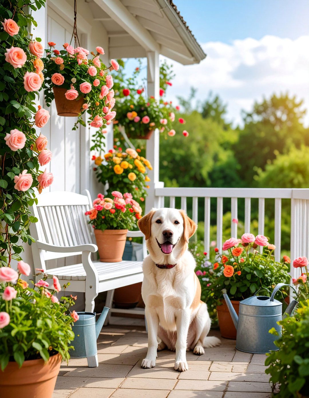 English Garden Dog Balcony with Cottage Charm - 25 Dog Balcony Ideas