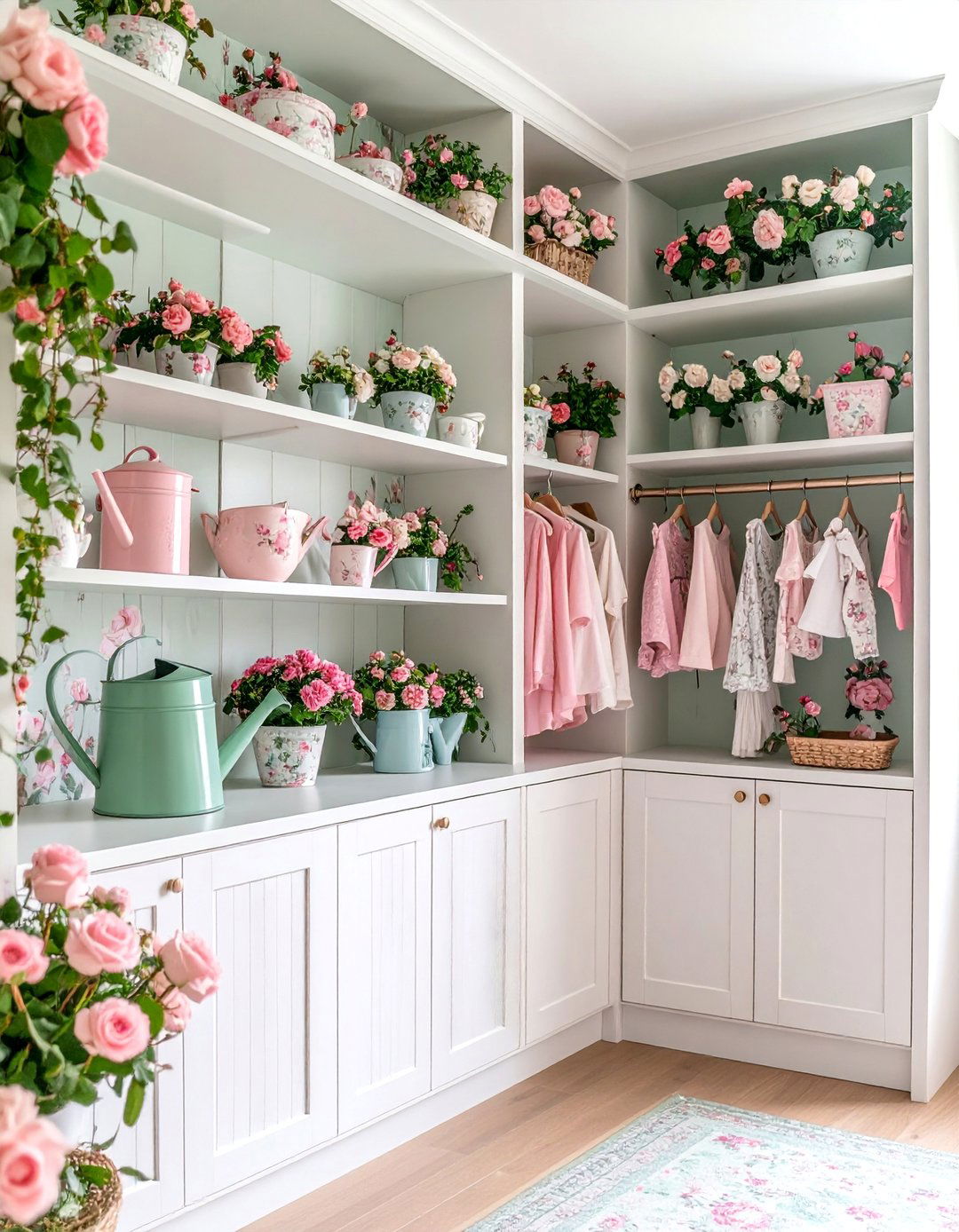 English Garden Nursery Closet with Floral Motifs - 25 Nursery Closet Ideas