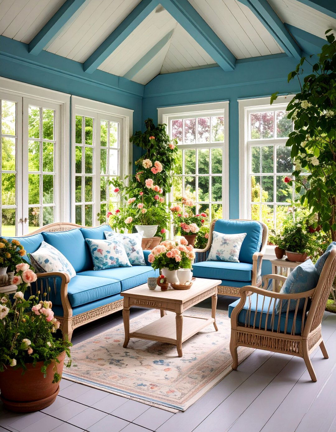 English Garden Sunroom Design with Cottage Elements - 25 Sunroom and Deck Combo Ideas