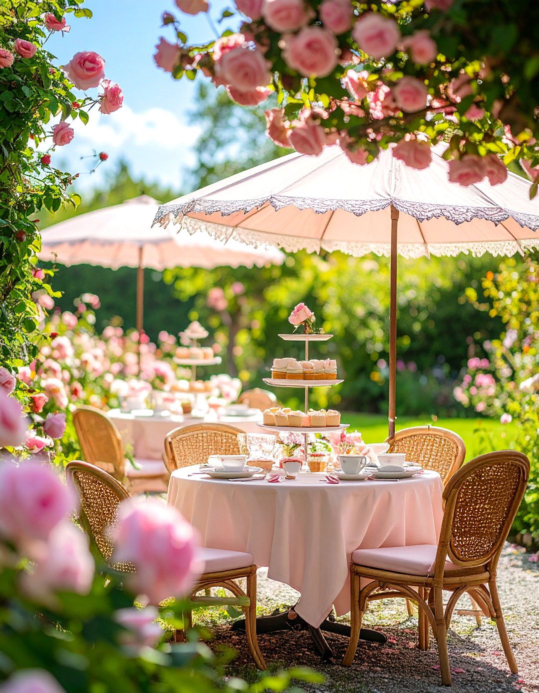English Garden Tea with Roses and Lace Parasols - 25 Party Decoration Ideas