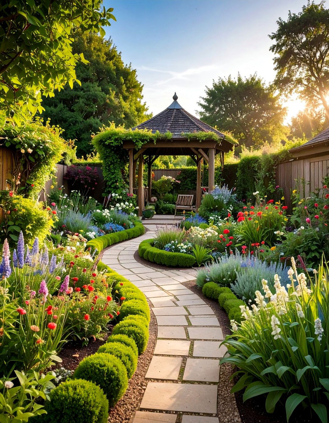 English Garden with Winding Pathways and Mixed Borders - 25 Backyard Ideas