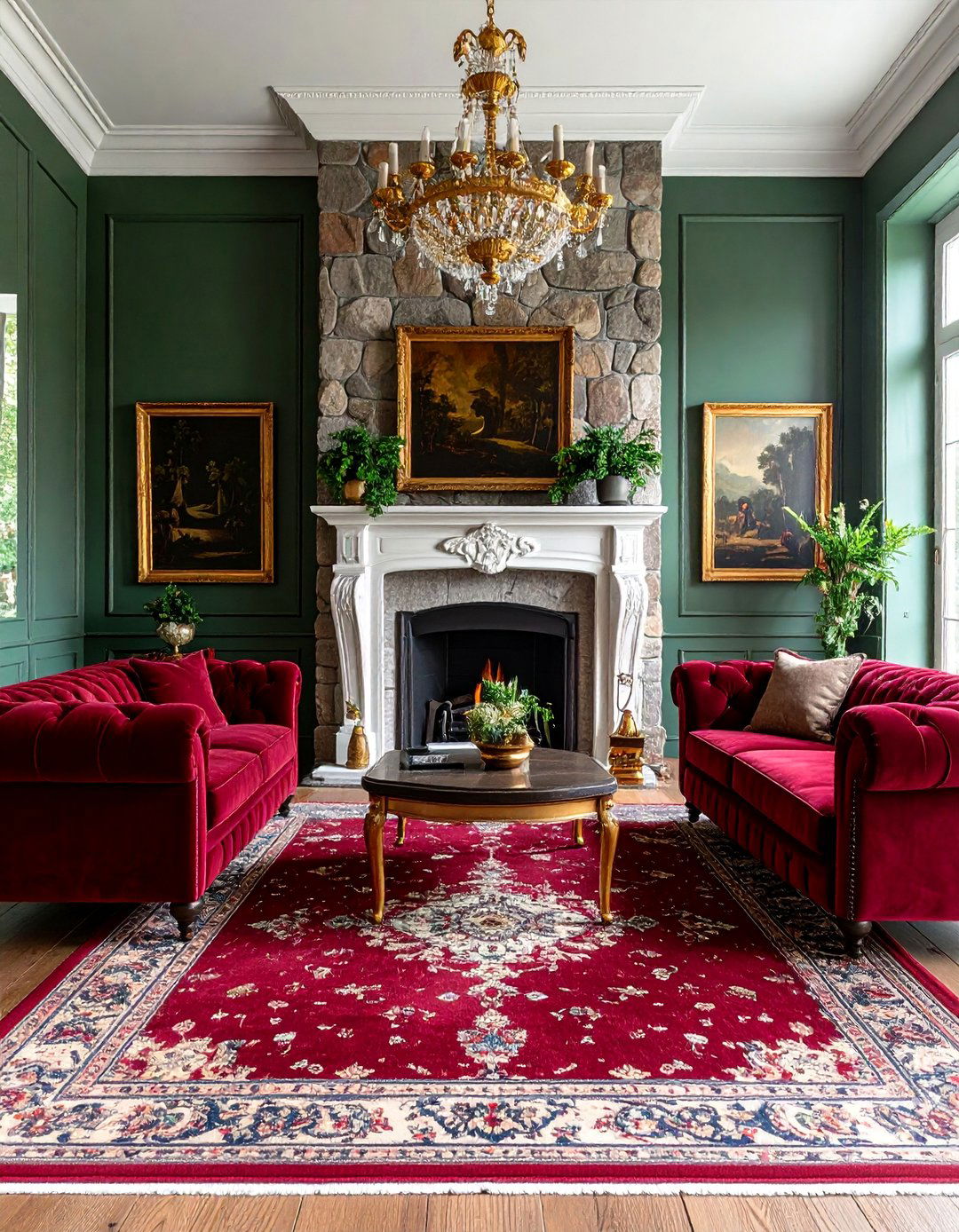 English Manor Sectional with Grand Fireplace - 25 Living Room Ideas With Sectionals and Fireplace