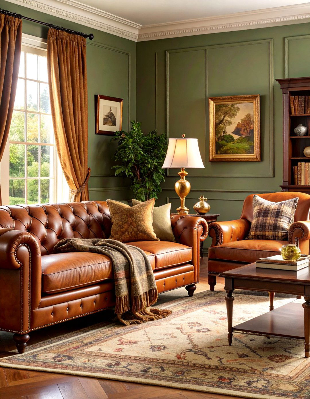 English Manor with Antique Leather - 25 Vintage Living Room Ideas