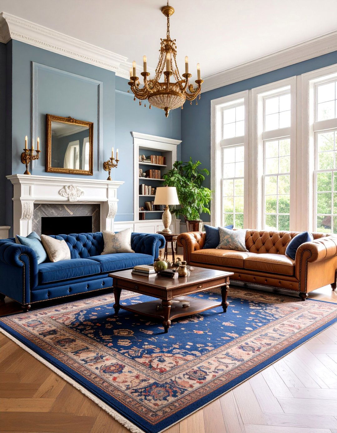 English Manor with Deep Jewel Tones - 25 Royal Living Room Design Ideas