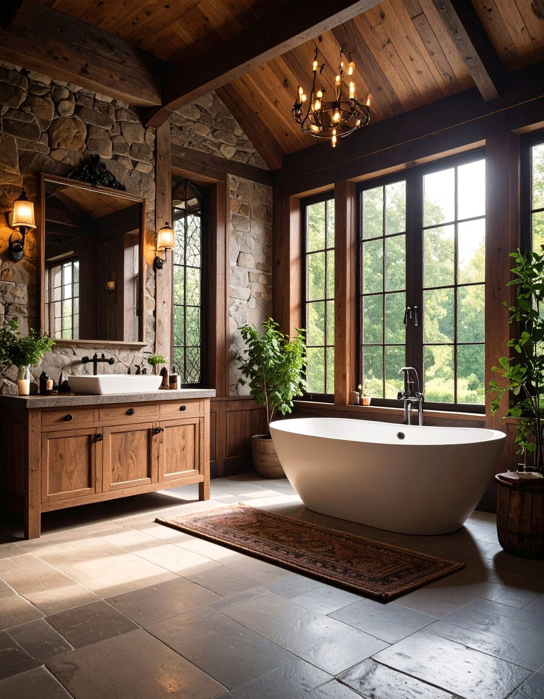 English Tudor Bathroom with Black Medieval Inspired Elements - 25 Bathroom With Black Fixtures